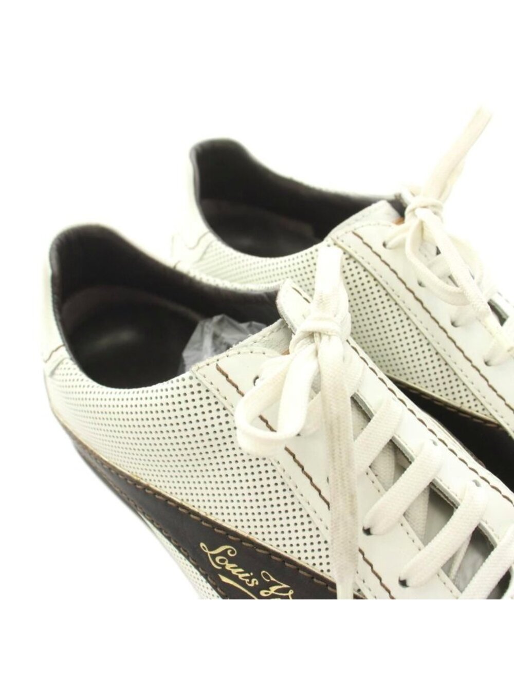 Louis Vuitton Sneakers Low Cut Perforated Leather Mesh 8 White KU - Picture 7 of 9
